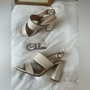 Cream coach heel sandal size 6